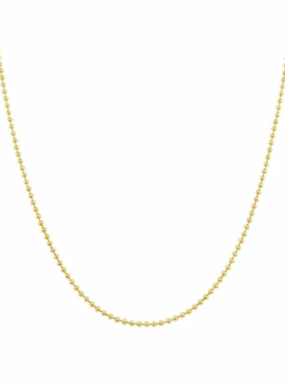 Unisex 2mm Ball Bead Necklace Chain in 14ct Gold