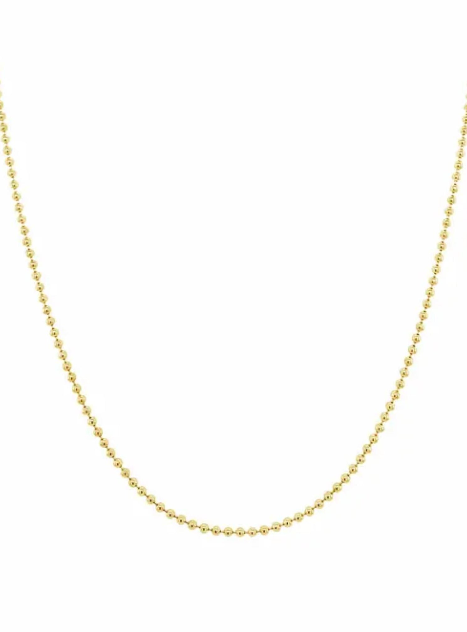 Unisex 2mm Ball Bead Necklace Chain in 14ct Gold