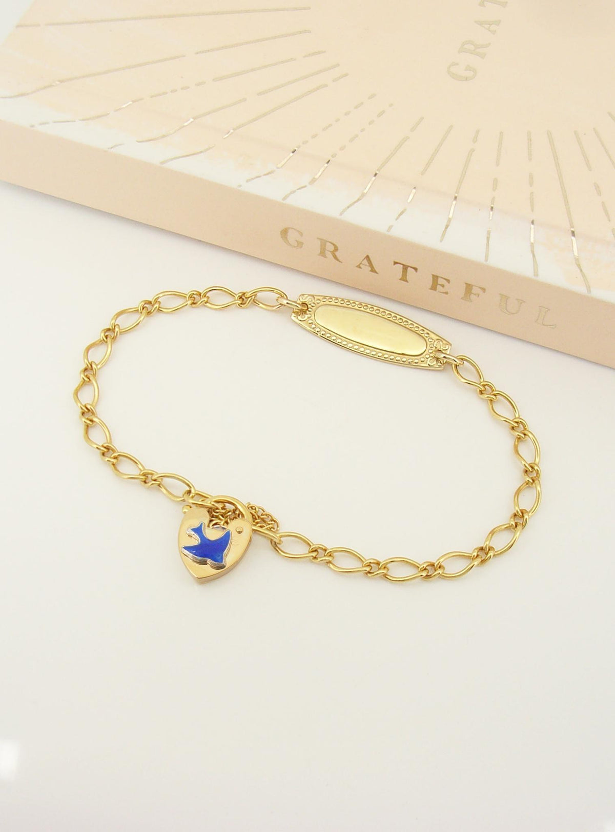 Bluebird Identity Figaro Curb Padlock Bracelet in 9ct Gold