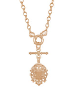 Unisex Tbar Fob Belcher Chain Shield Necklace in Solid 9ct Rose Gold