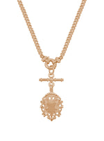 Unisex Tbar Fob Curb Chain Shield Necklace in Solid 9ct Rose Gold