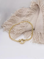 Bolt Ring Oval Belcher 3.2mm Chain Bracelet in 9ct Gold