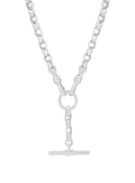 Unisex Tbar Fob Belcher Chain Necklace in Silver
