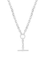 Unisex Tbar Fob Belcher Chain Necklace in Silver