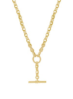 Unisex Tbar Fob Belcher Chain Necklace in 9ct Gold