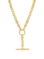 Unisex Tbar Fob Belcher Chain Necklace in 9ct Gold