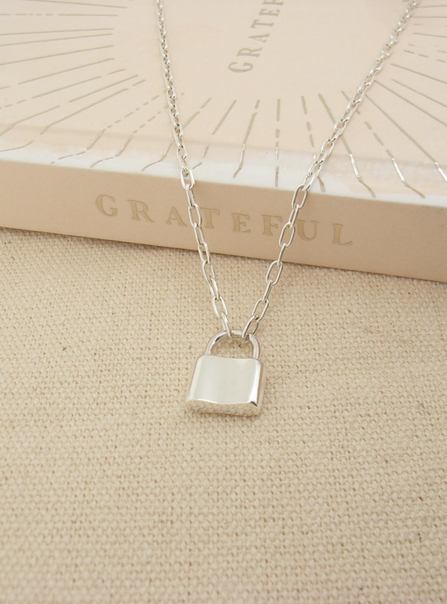 Padlock Paperclip Necklace Chain in Sterling Silver
