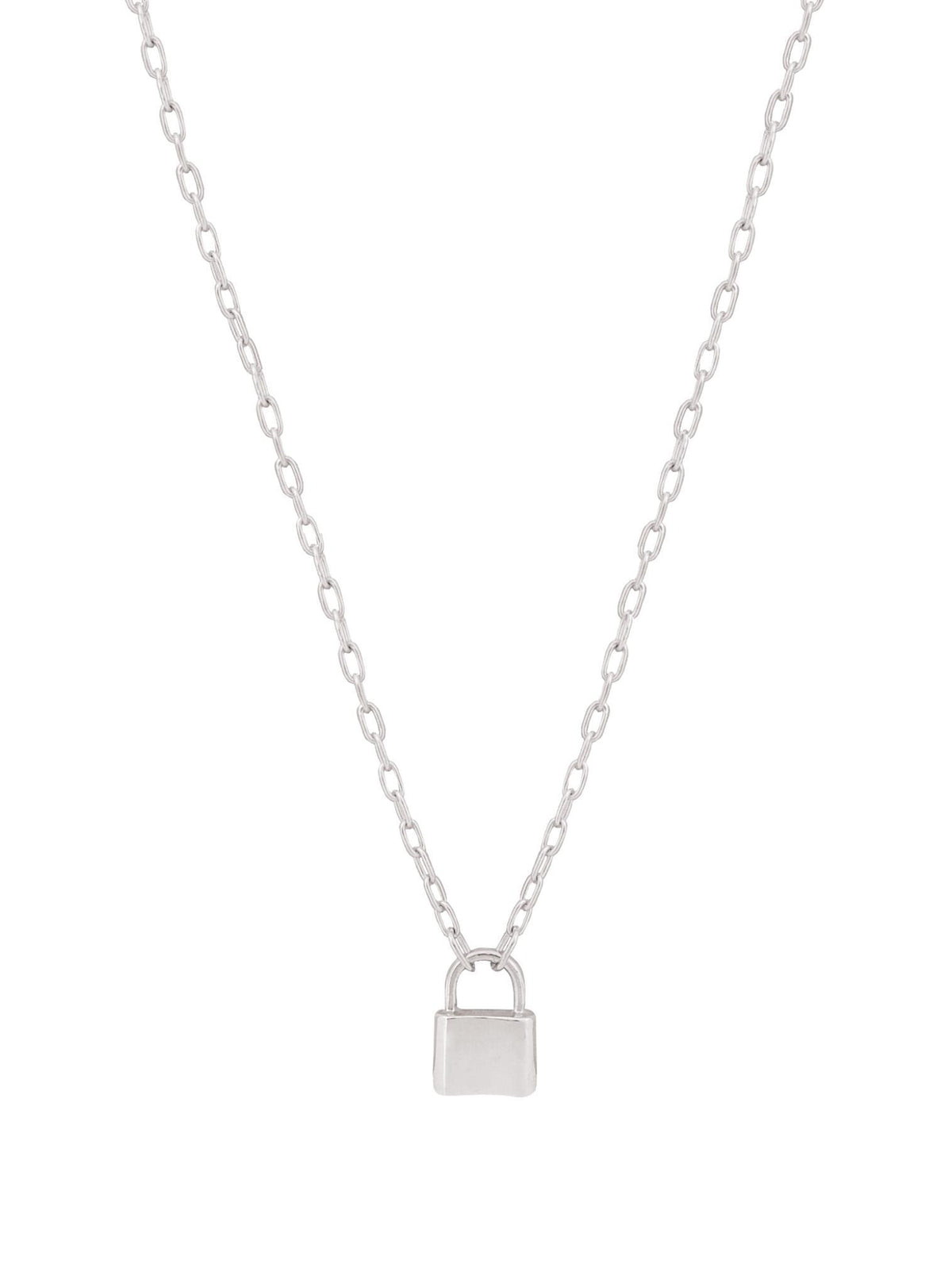 Padlock Paperclip Necklace Chain in Sterling Silver