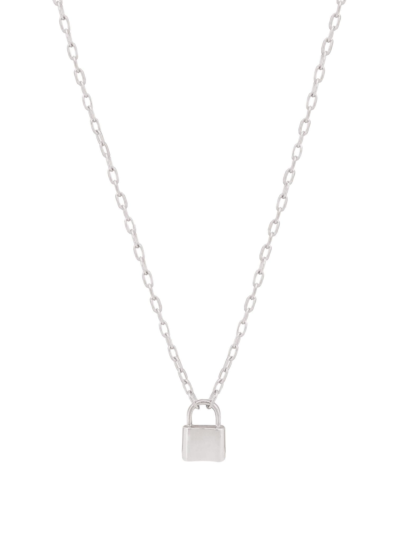 Padlock Paperclip Necklace Chain in Sterling Silver