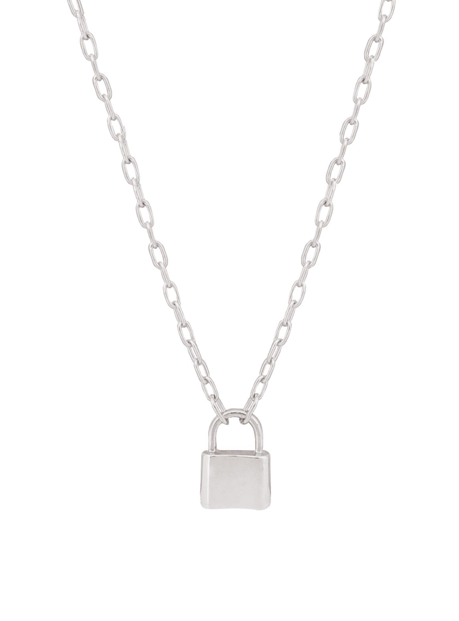 Padlock Paperclip Necklace Chain in Sterling Silver