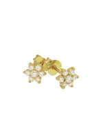 Gorgeous Flower Cluster CZ Charm Stud Earrings in Gold