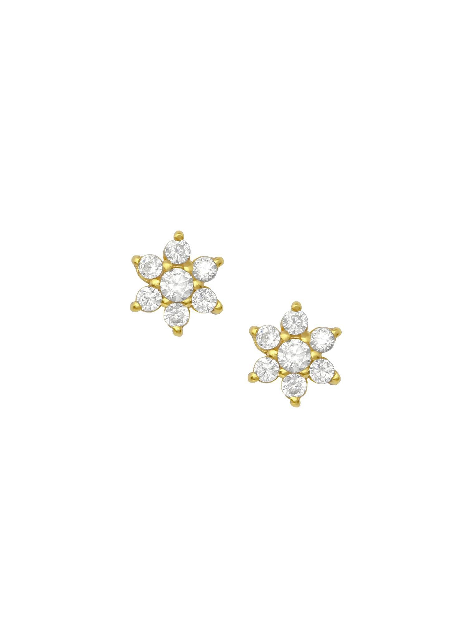 Gorgeous Flower Cluster CZ Charm Stud Earrings in Gold
