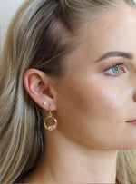Gorgeous Flower Cluster CZ Charm Stud Earrings in Gold