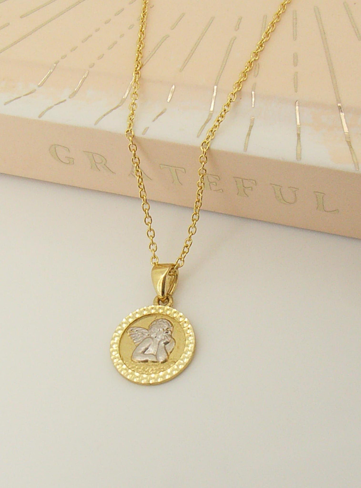 Guardian Angel Cherub Medallion Charm in 9ct Gold