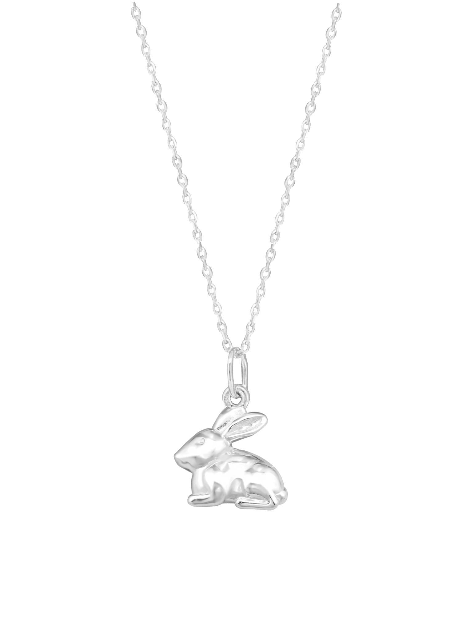Bunny Rabbit Charm Necklace in Sterling Silver