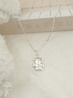Teddy Bear Charm Necklace in Sterling Silver