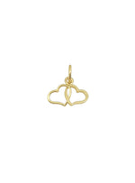 Double Twin Love Hearts Charm in 9ct Gold