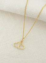 Double Twin Love Hearts Charm in 9ct Gold