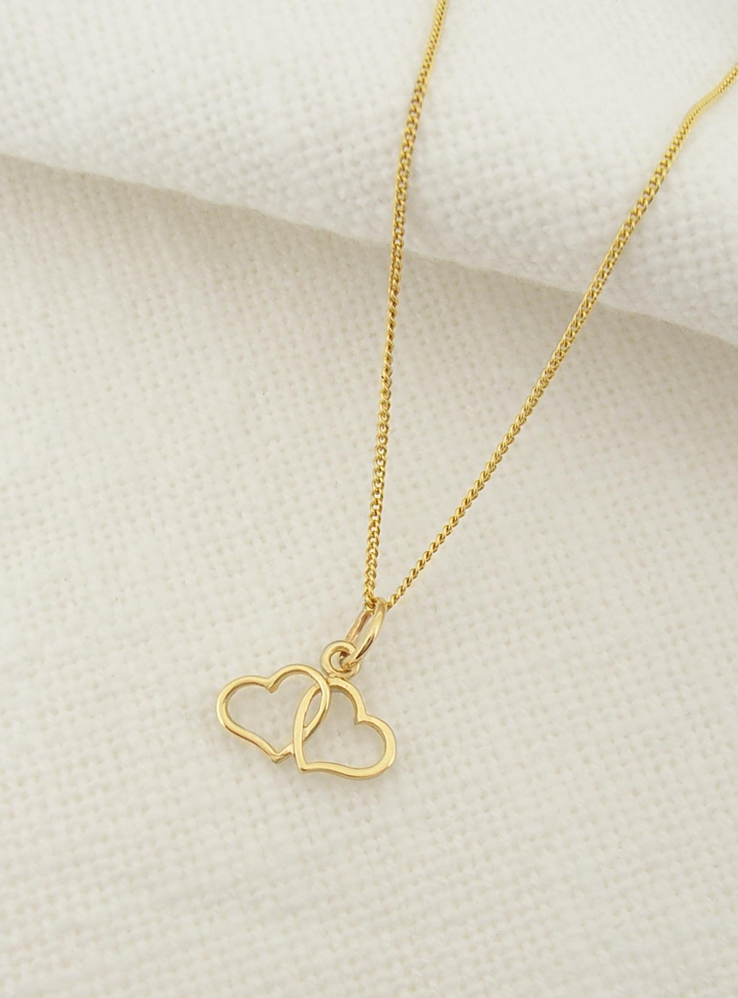 Double Twin Love Hearts Charm in 9ct Gold