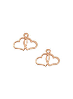 Double Love Heart Charms for Sleeper Earrings in 9ct Rose Gold