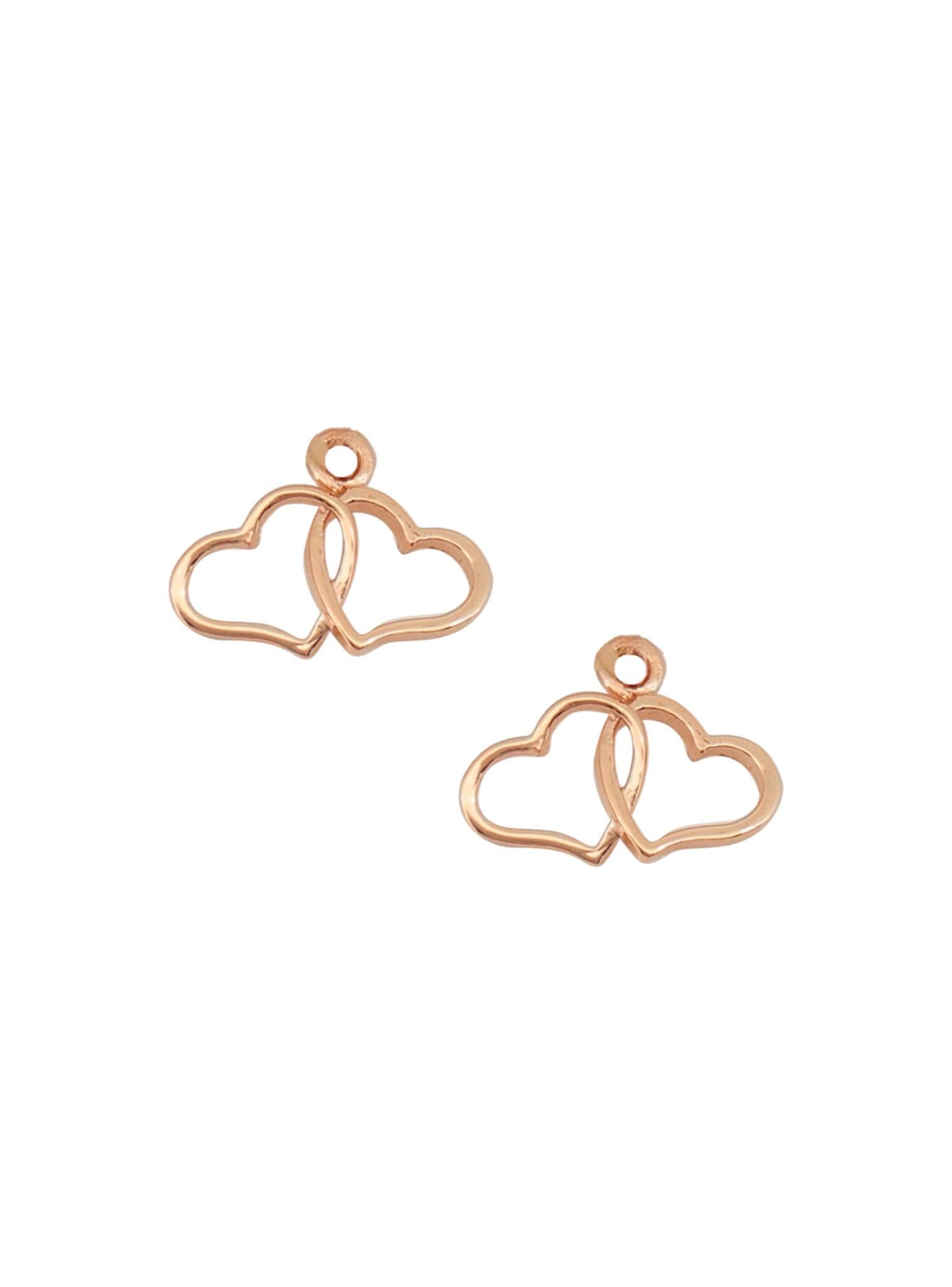 Double Love Heart Charms for Sleeper Earrings in 9ct Rose Gold