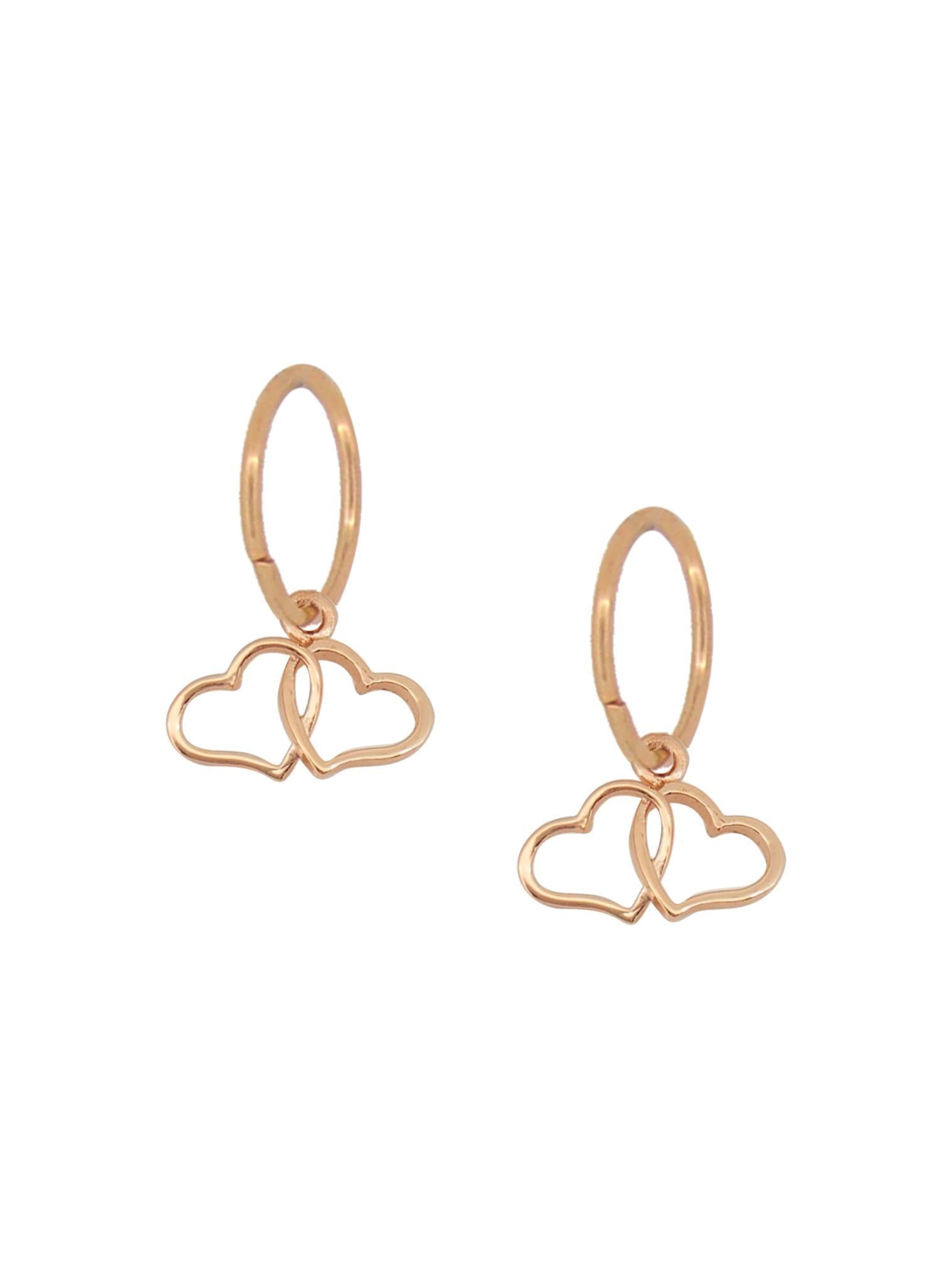 Double Love Heart Charms for Sleeper Earrings in 9ct Rose Gold