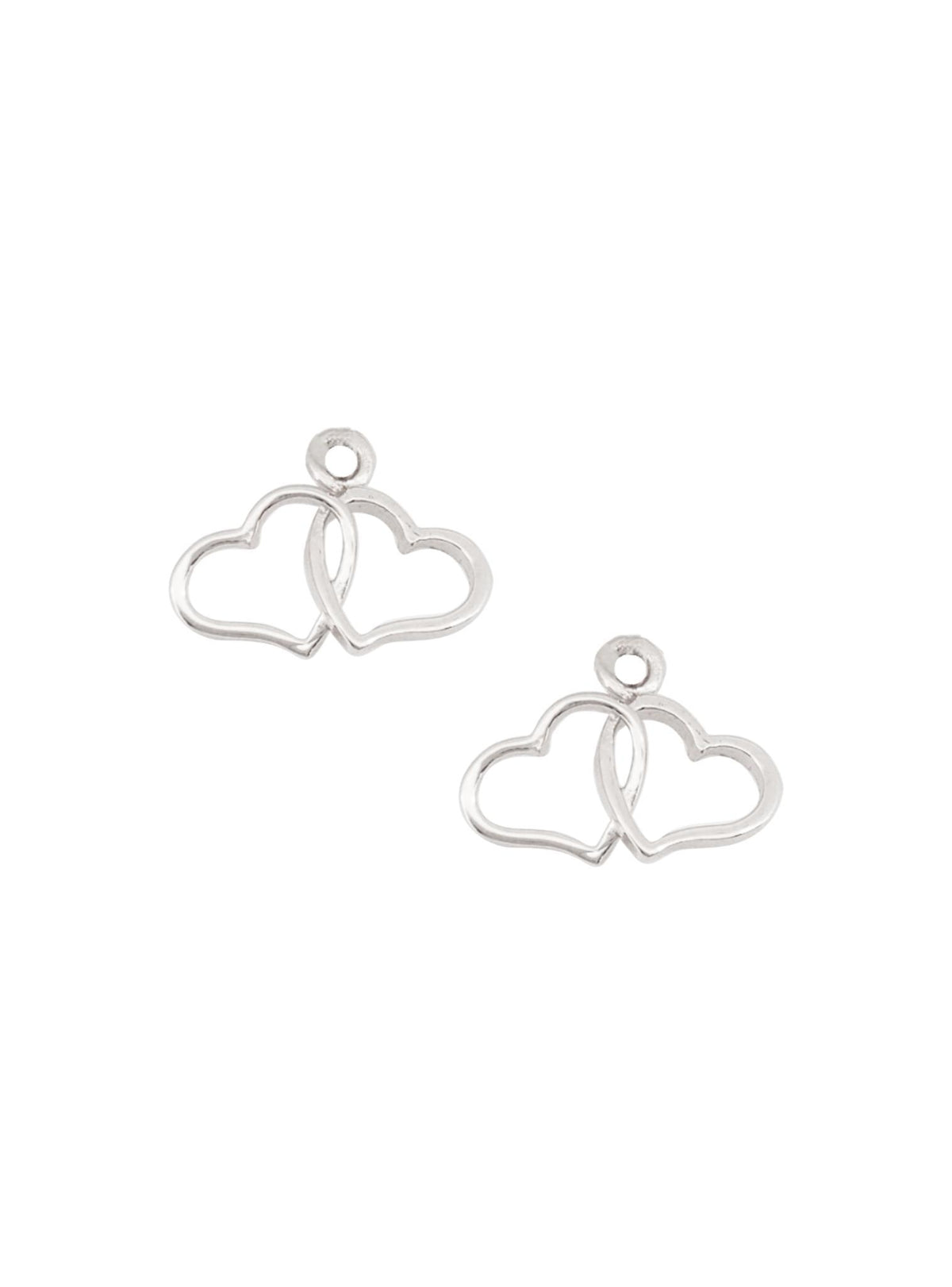 Double Love Heart Charms for Sleeper Earrings in Silver