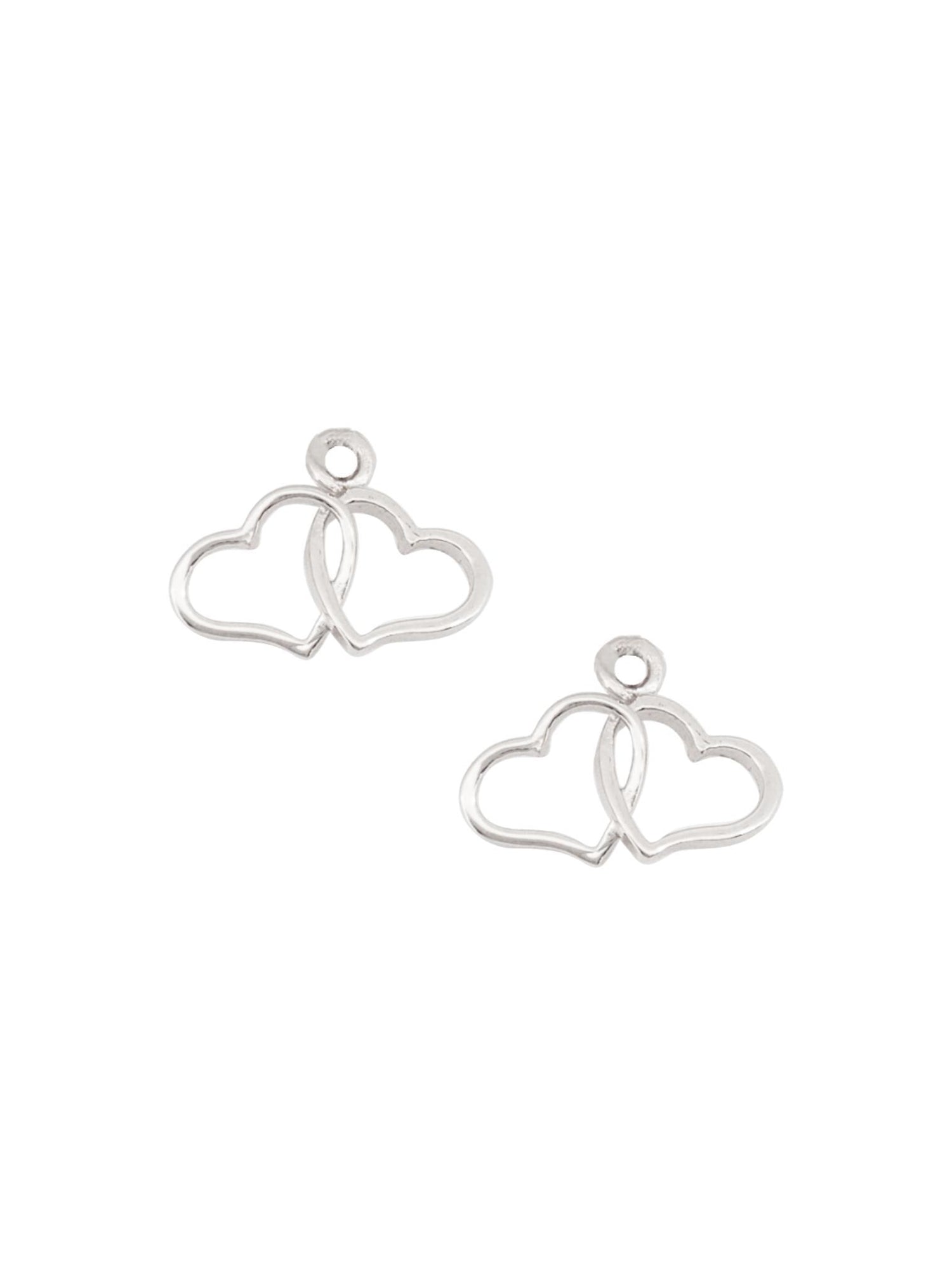 Double Love Heart Charms for Sleeper Earrings in Silver