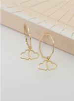 Double Love Heart Charms for Sleeper Earrings in 9ct Gold