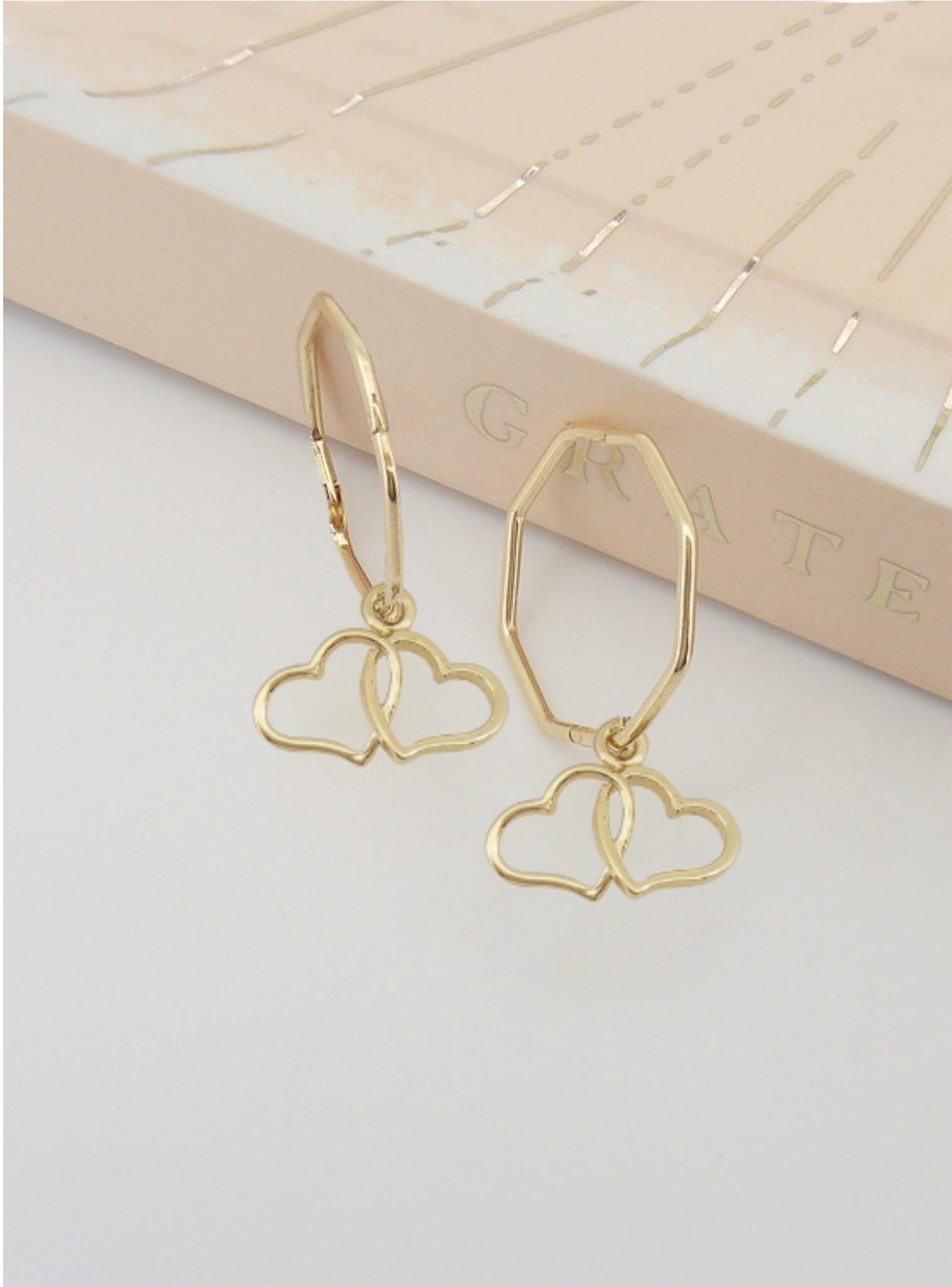 Double Love Heart Charms for Sleeper Earrings in 9ct Gold