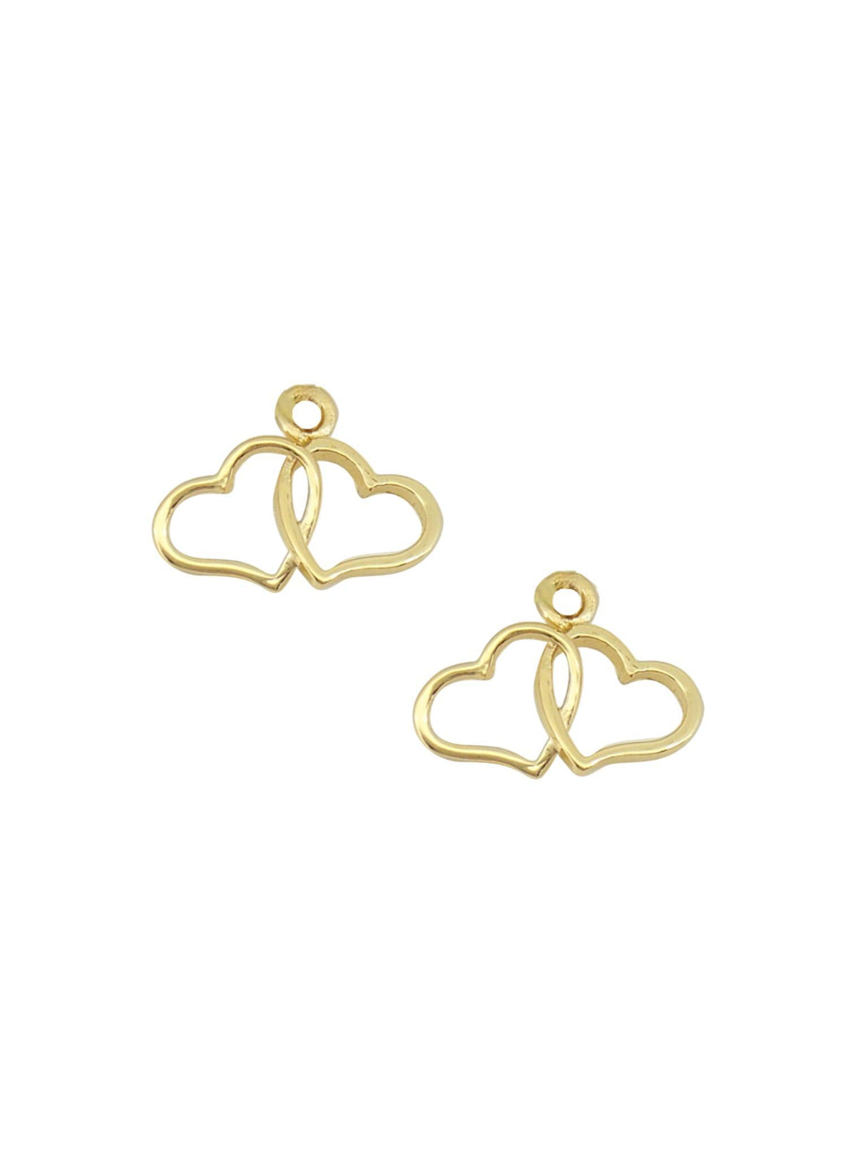 Double Love Heart Charms for Sleeper Earrings in 9ct Gold