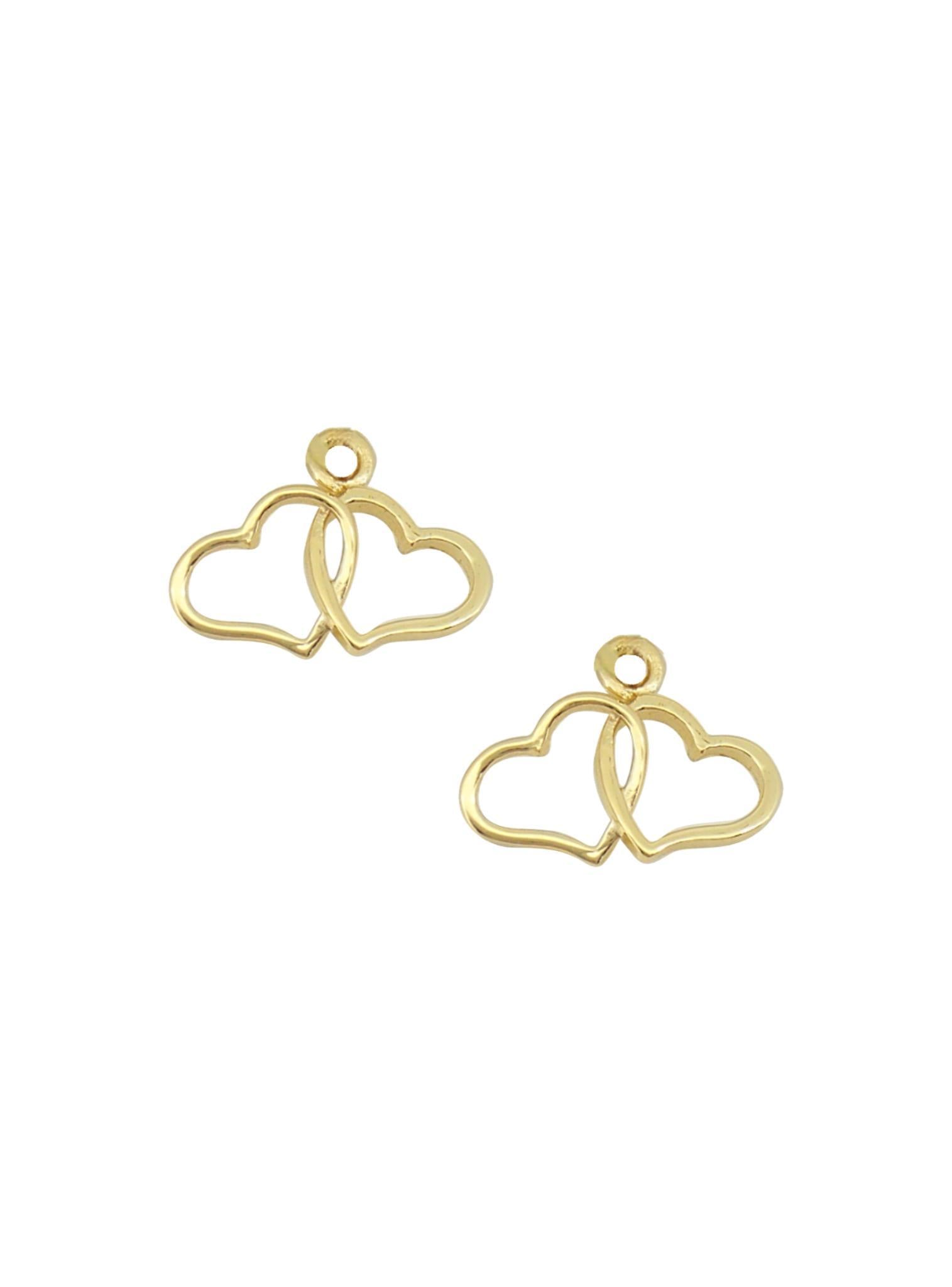 Double Love Heart Charms for Sleeper Earrings in 9ct Gold