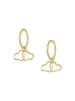 Double Love Heart Charms for Sleeper Earrings in 9ct Gold
