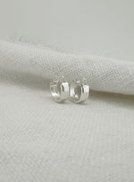 Small Flat Huggie Hoop Earrings in Sterling Silver