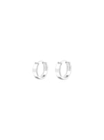 Small Flat Huggie Hoop Earrings in Sterling Silver
