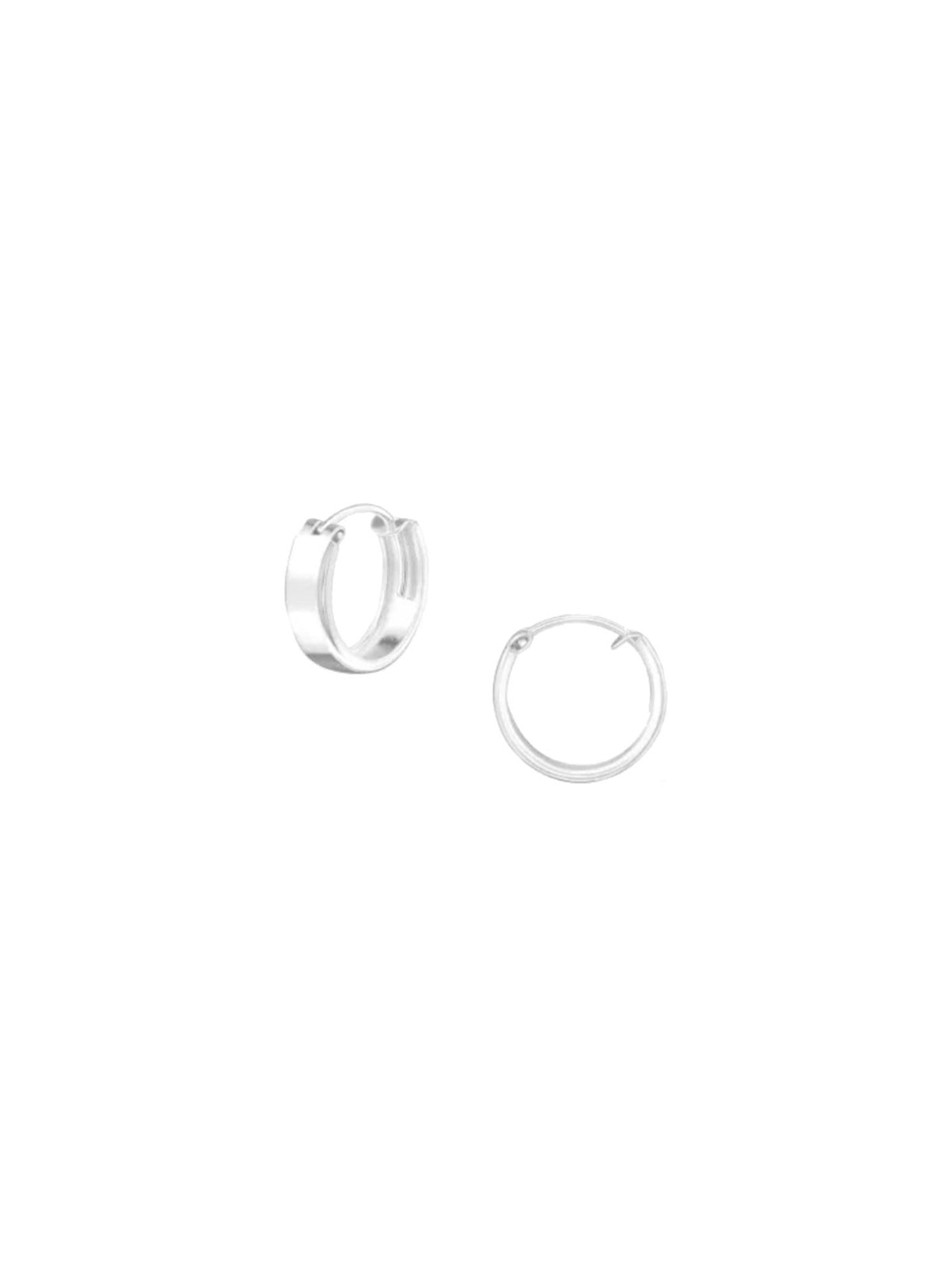 Small Flat Huggie Hoop Earrings in Sterling Silver