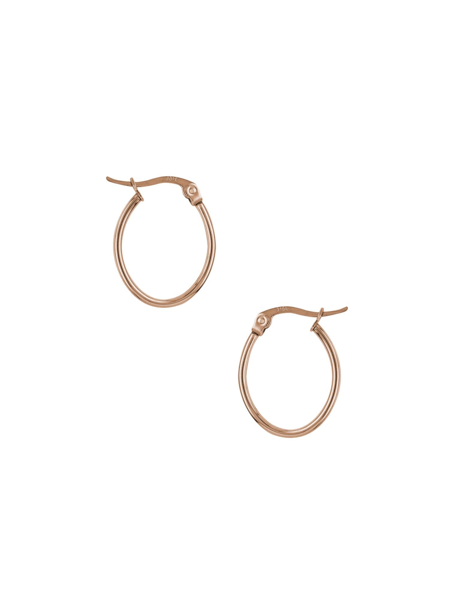 Dakota 15mm Simple Oval Hoop Earrings in Rose