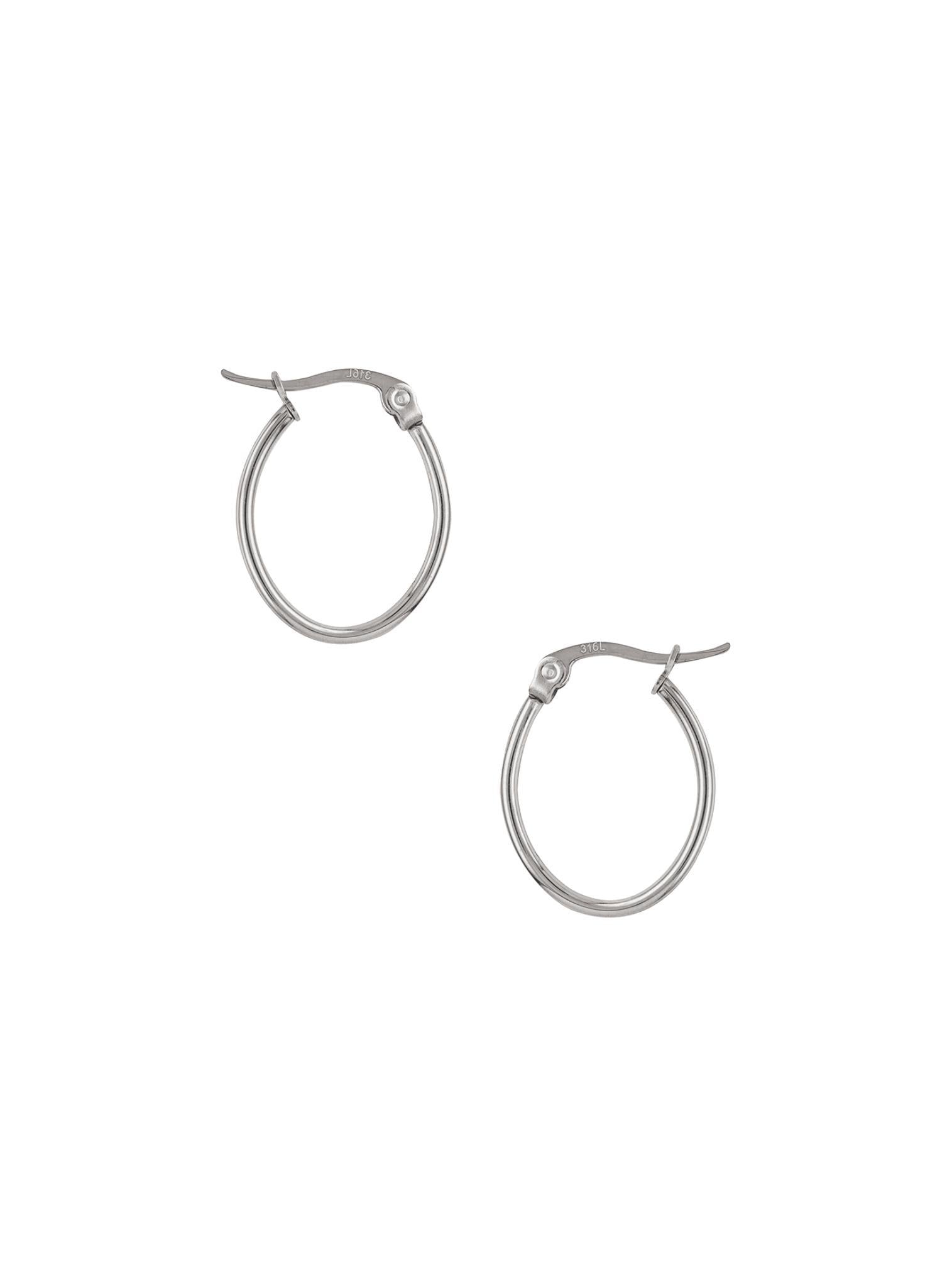 Dakota 15mm Simple Oval Hoop Earrings in Silver