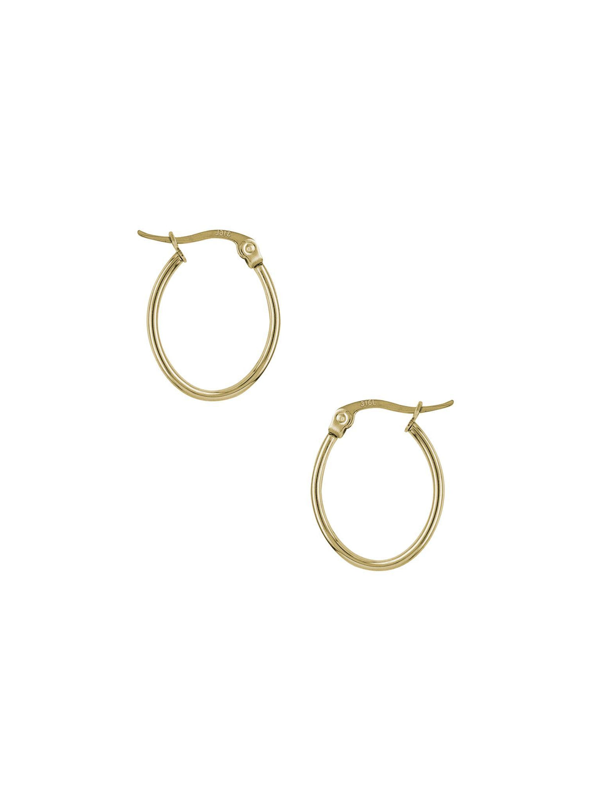 Dakota 15mm Simple Oval Hoop Earrings in Gold