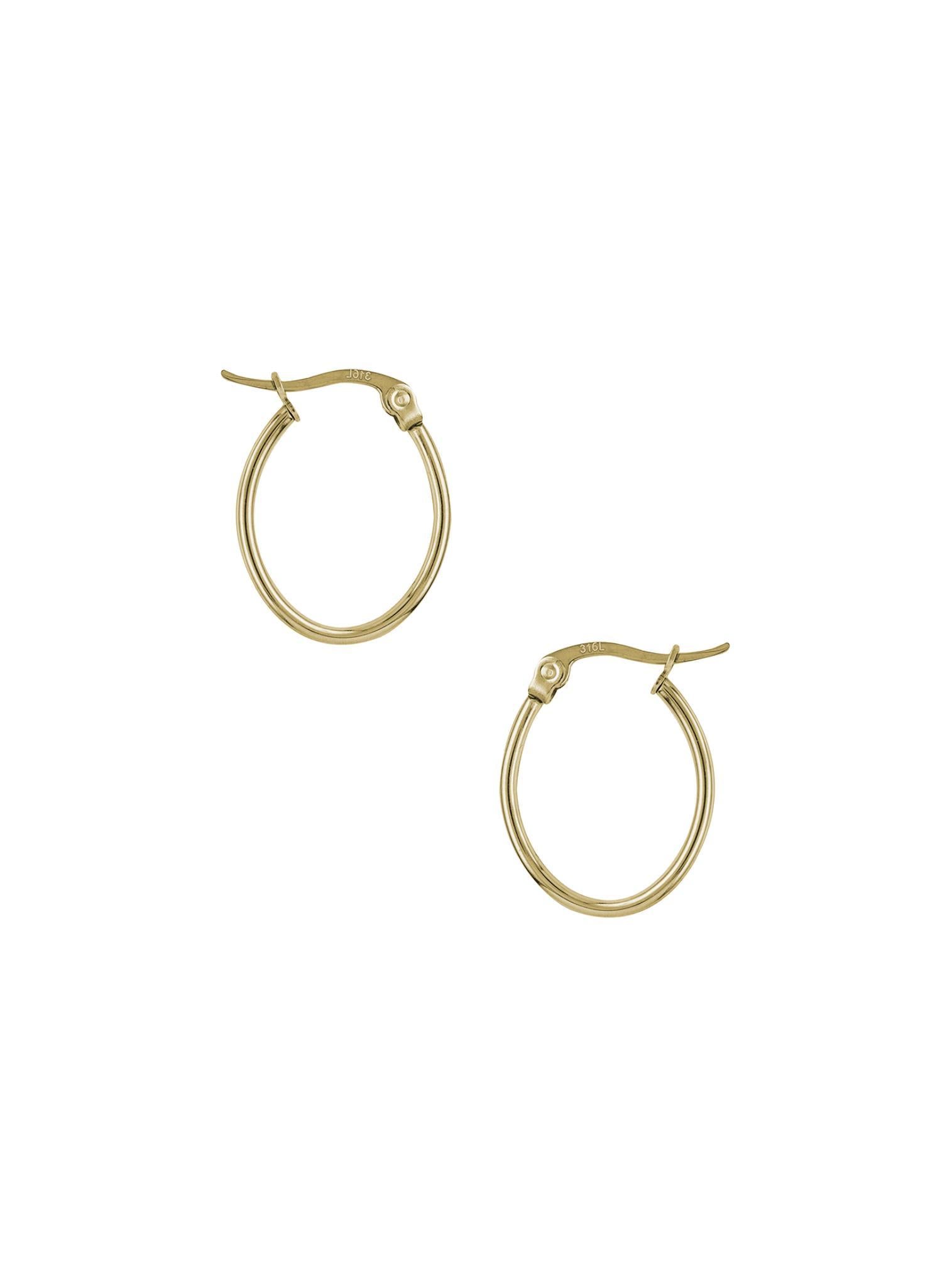 Dakota 15mm Simple Oval Hoop Earrings in Gold