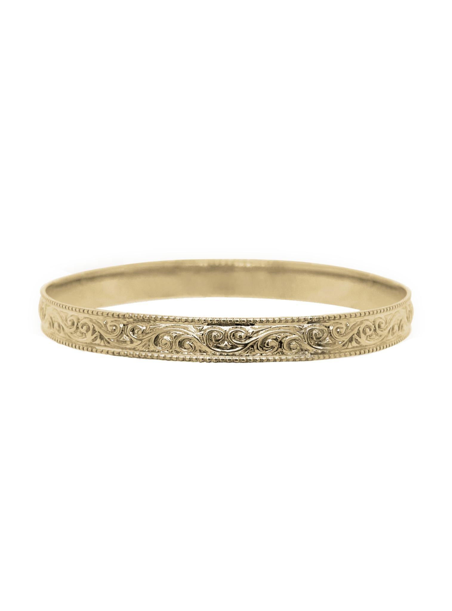Filigree Embossed 6mm Bangle in 9ct Gold