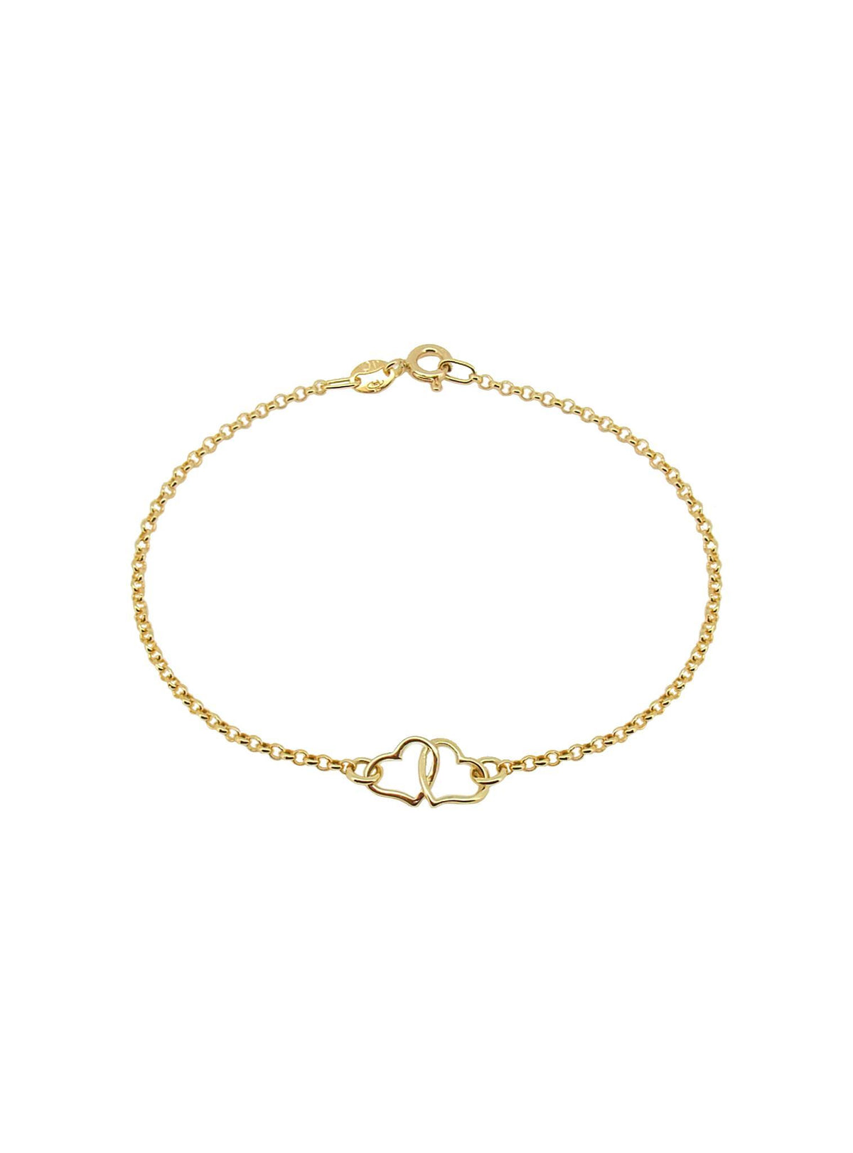 Twin Love Heart Charm Bracelet in 9ct Gold