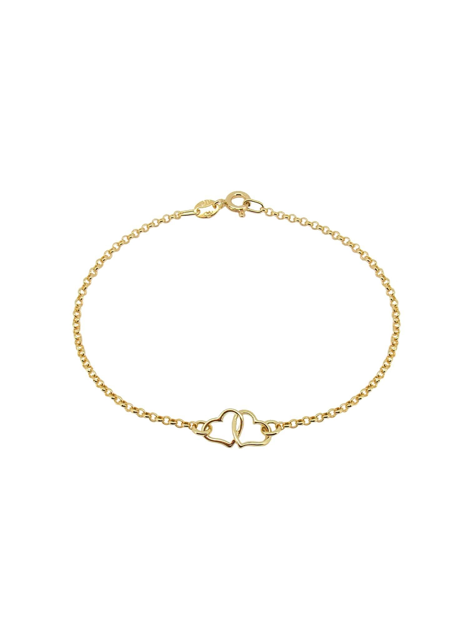 Twin Love Heart Charm Bracelet in 9ct Gold
