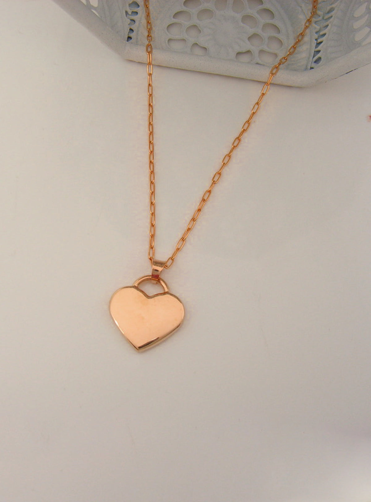 Paperclip Heart Tag Charm Necklace Chain