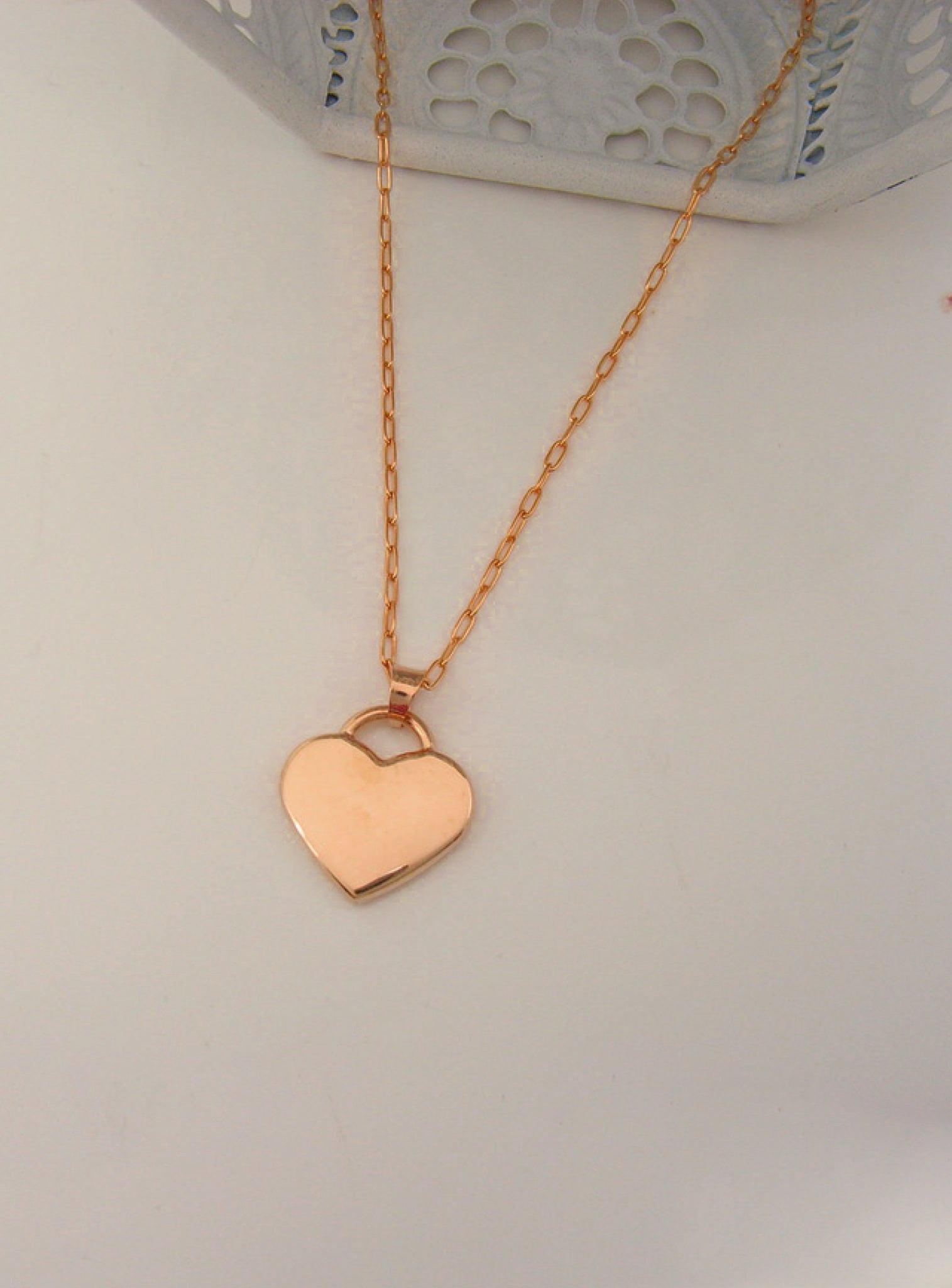 Paperclip Heart Tag Charm Necklace Chain