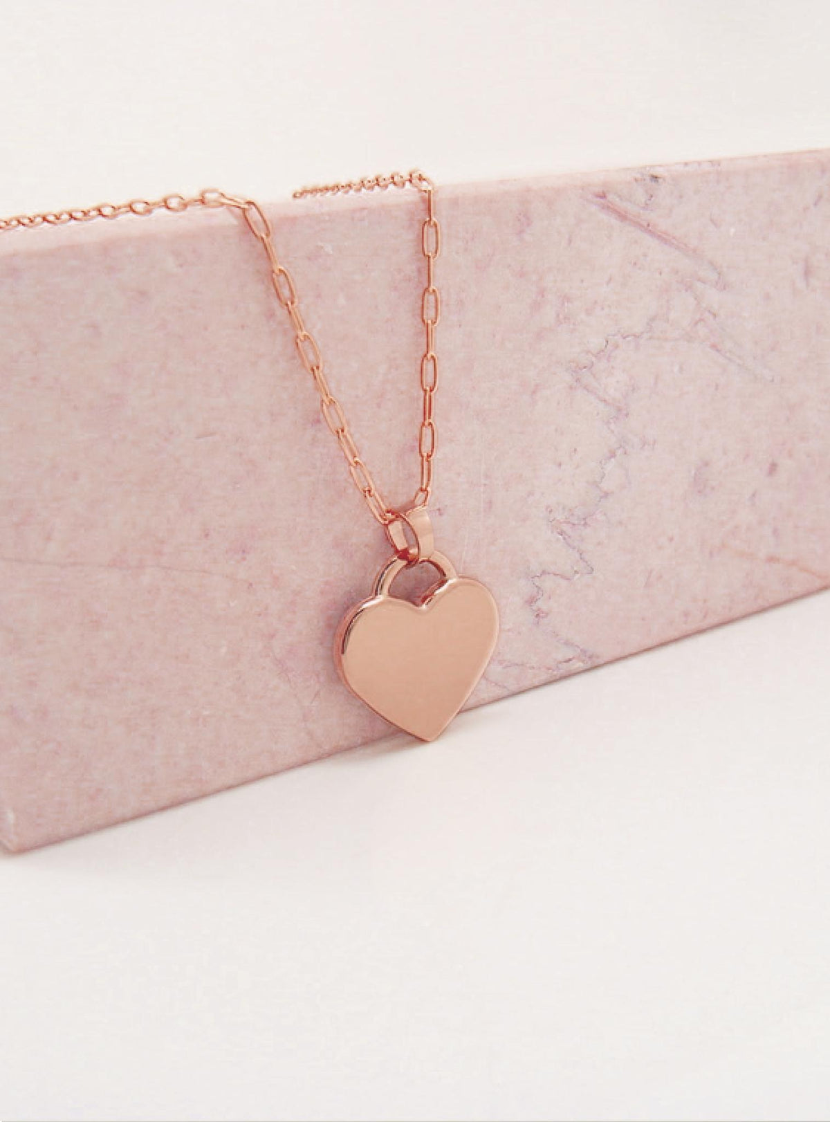 Paperclip Heart Tag Charm Necklace Chain
