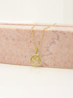 Tree of Life Charm Necklace Paperclip Chain in 9ct Gold