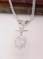 Unisex Fob Chain Shield 7mm Curb Necklace in Sterling Silver