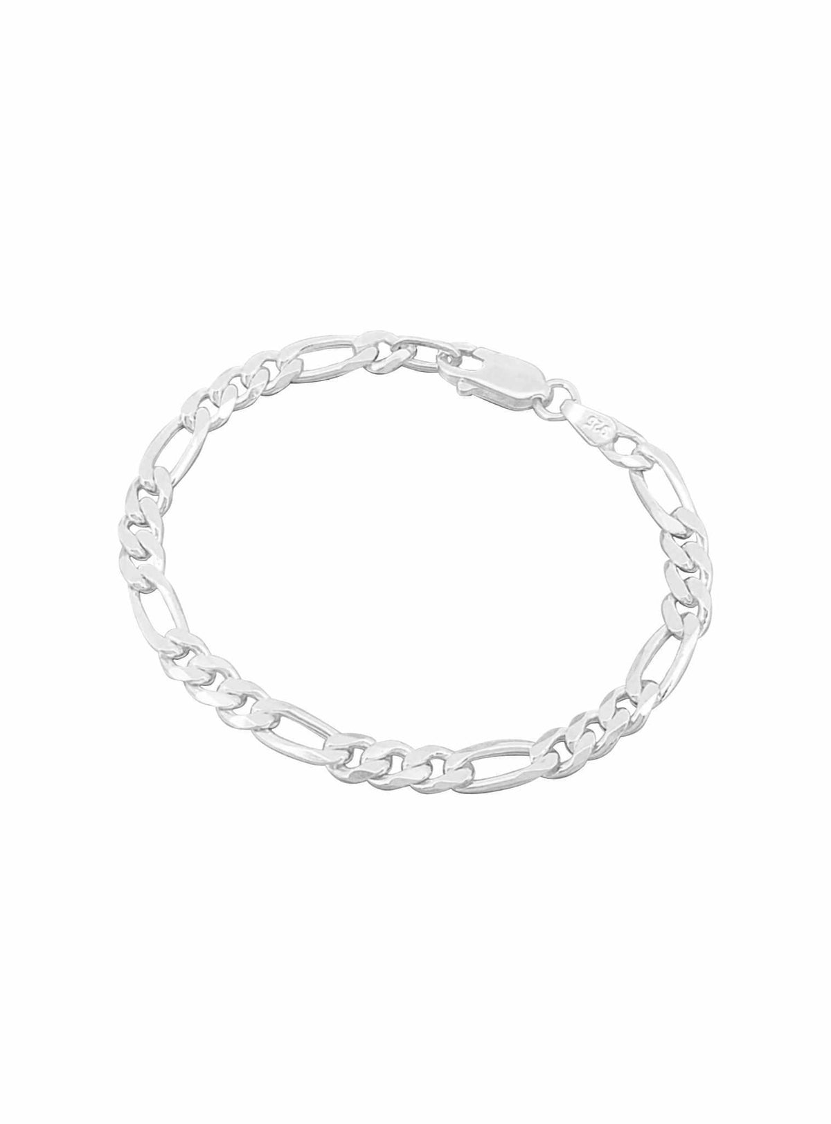 Unisex 4mm Figaro Chain Bracelet in Sterling Silver