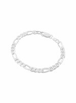 Unisex 4mm Figaro Chain Bracelet in Sterling Silver